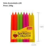 Vela Acanalada Fluorescente (50 paquetesx20 Unidades)